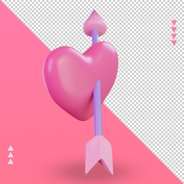 3d valentine day heart icon rendering left view