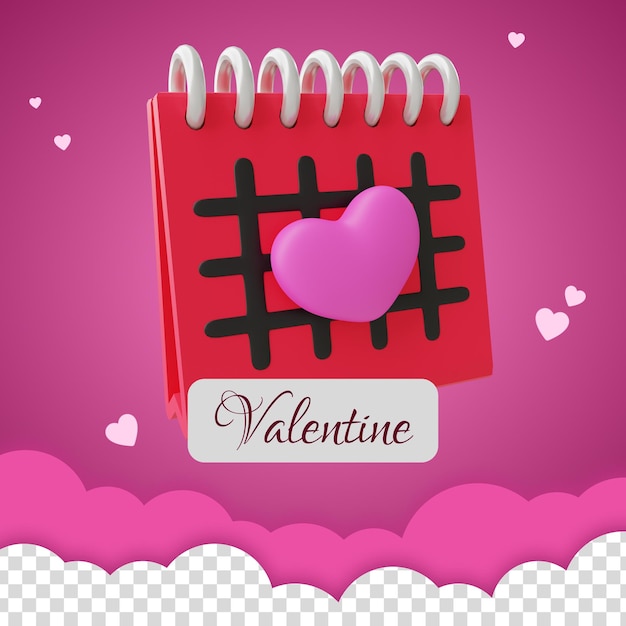 Calendario di amore di giorno di san valentino 3d