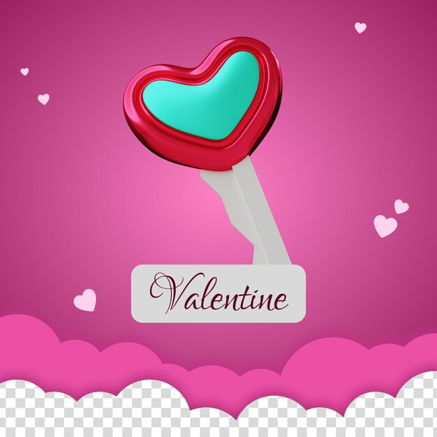 PSD 3d valentine day love key