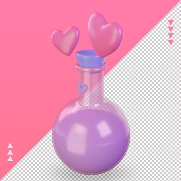 3d valentine day love potion icon rendering right view