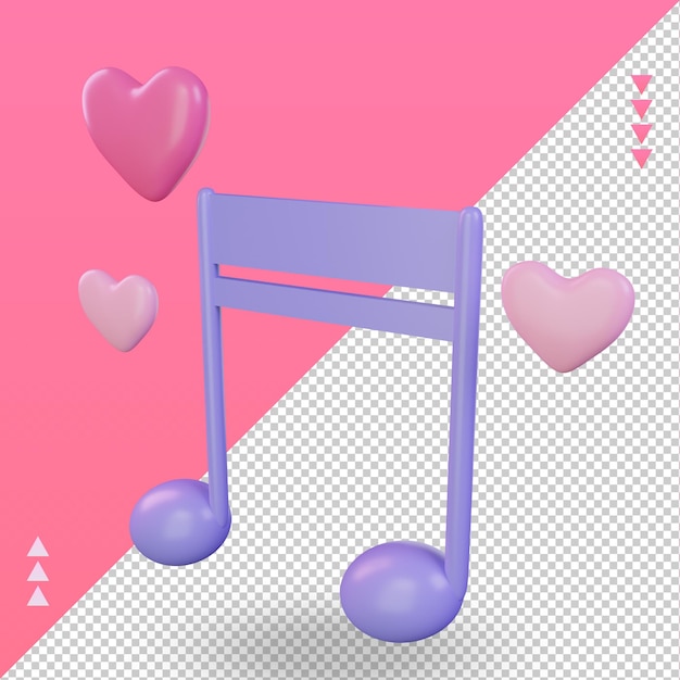 3d san valentino love songs icona rendering vista destra