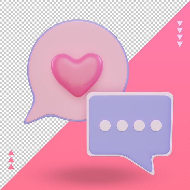 3d Valentine day Message icon rendering front view