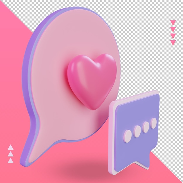 3d Valentine day Message icon rendering left view