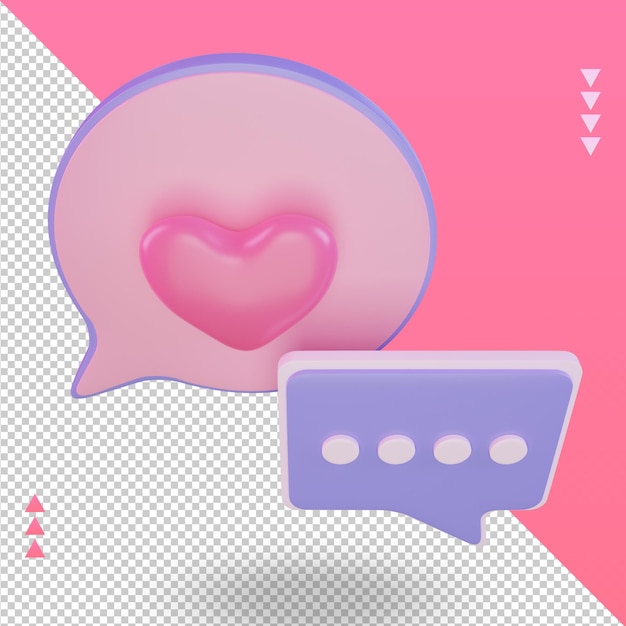 3d Valentine day Message icon rendering Top view