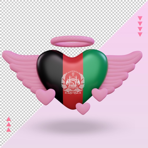 3d san valentino amore afghanistan bandiera rendering vista frontale