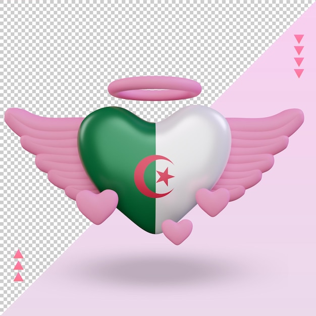 PSD 3d san valentino amore algeria bandiera rendering vista frontale