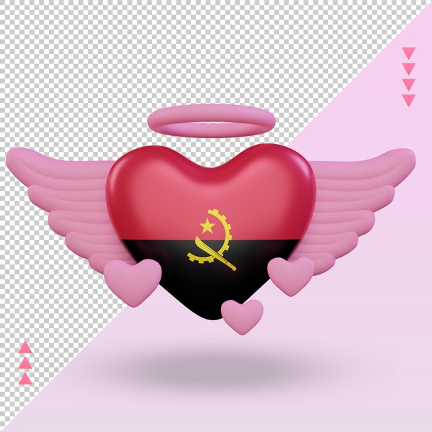 PSD 3d valentine love angola flag rendering front view