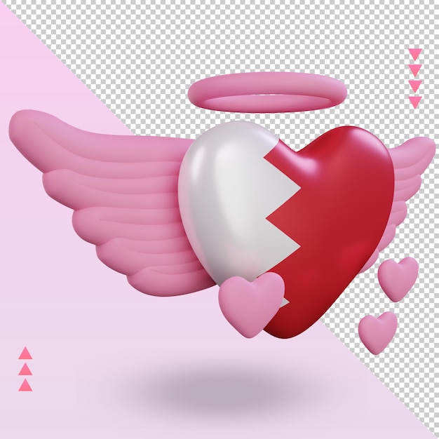 PSD 3d valentine love bahrain flag rendering left view