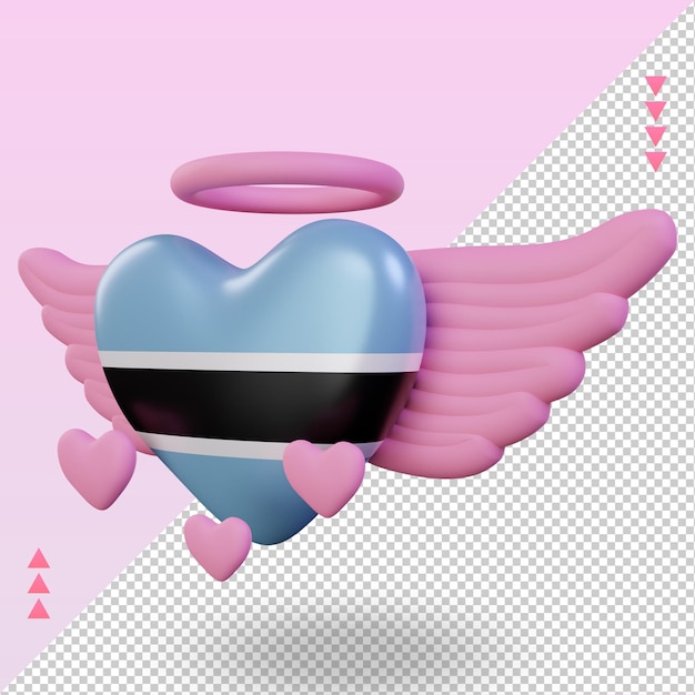 3d valentine love botswana flag rendering right view