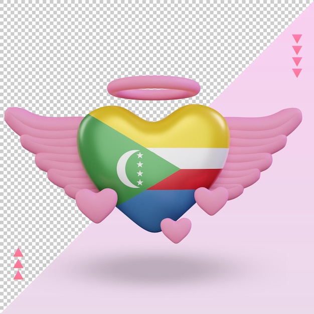 PSD 3d valentine love comoros flag rendering front view