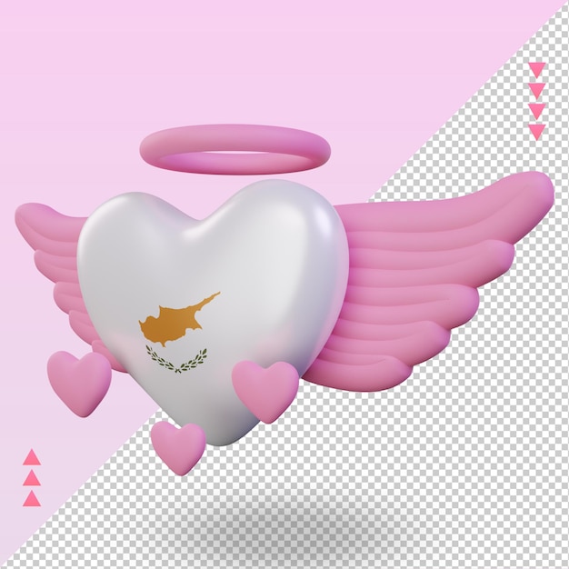3d valentine love cyprus flag rendering right view
