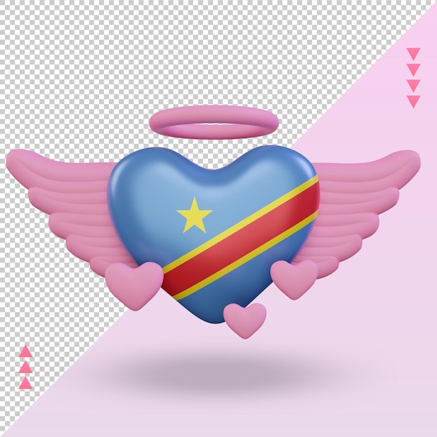 3d valentine love democratic congo flag rendering front view