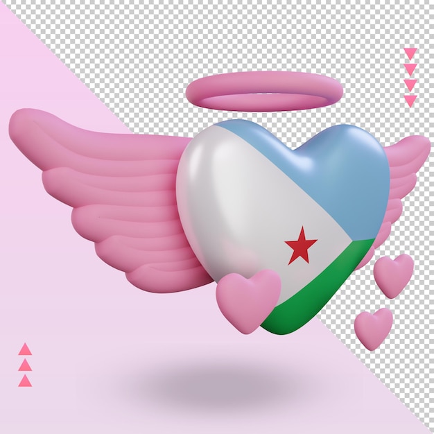 PSD 3d valentine love djibouti flag rendering left view