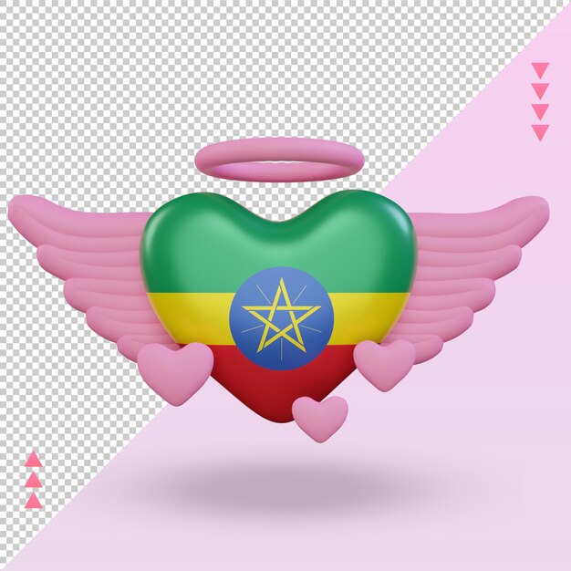 PSD 3d valentine love ethiopia flag rendering front view