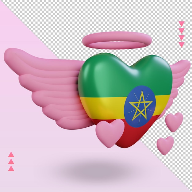 3d valentine love ethiopia flag rendering left view