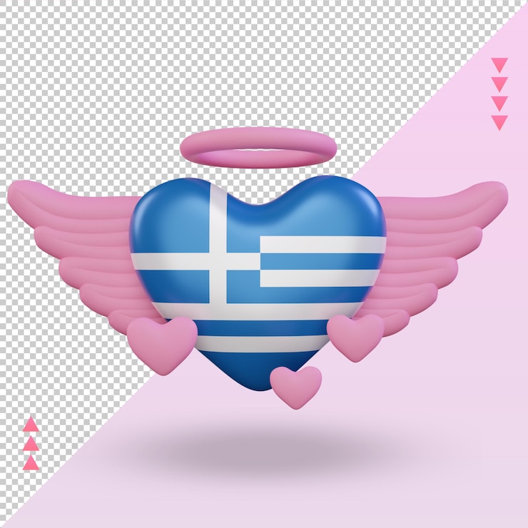 PSD 3d 情人節愛:希臘國旗前景