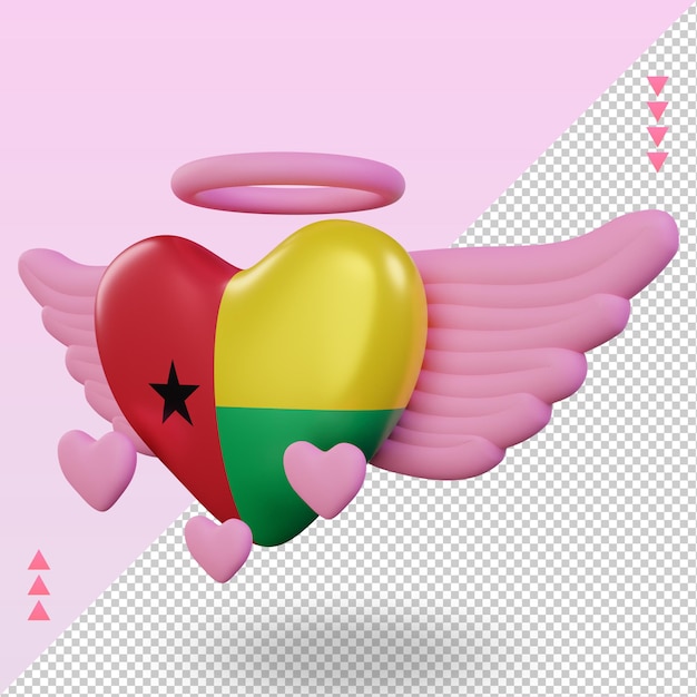 PSD 3d san valentino amore bandiera guinea rendering vista a destra