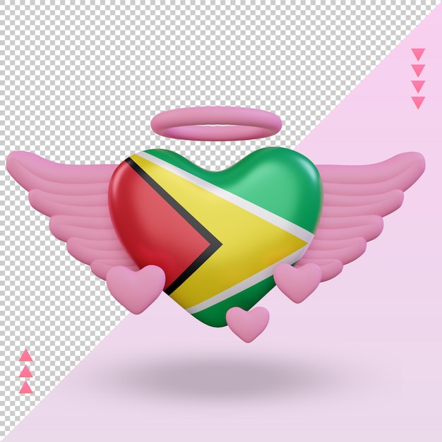 3d san valentino amore bandiera della guyana rendering vista frontale