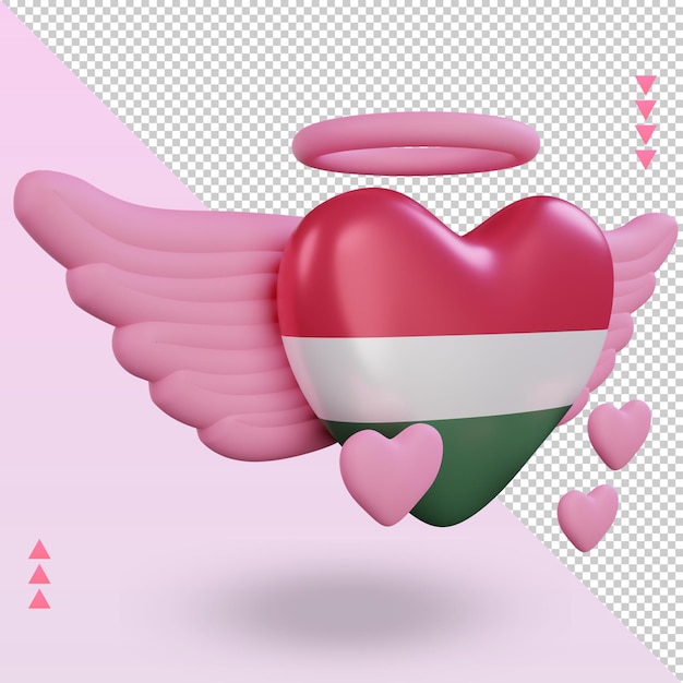 3d valentine love hungary flag rendering left view