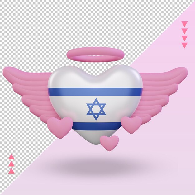 PSD 3d san valentino amore israele bandiera rendering vista frontale