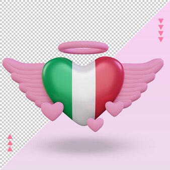 3d san valentino amore bandiera italia rendering vista frontale
