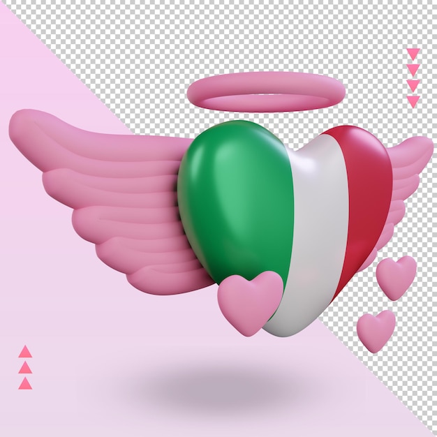 3d valentine love italy flag rendering left view