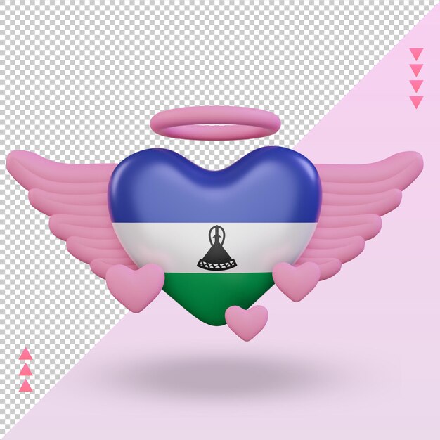 3d valentine love lesotho bandiera rendering vista frontale