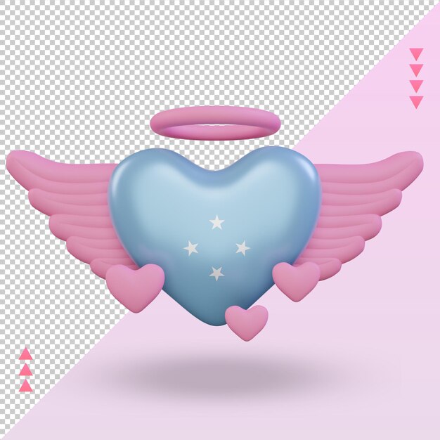 3d valentine love micronesia flag rendering front view