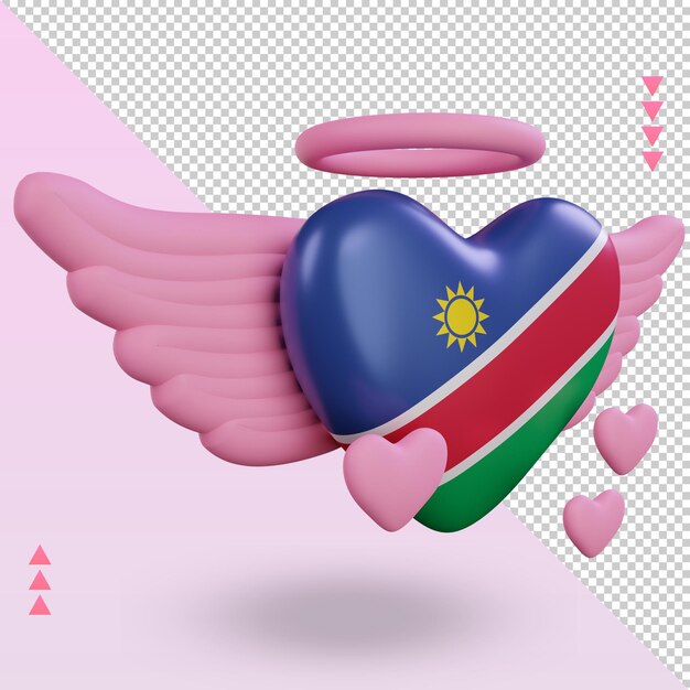 3d san valentino amore namibia bandiera rendering vista a sinistra