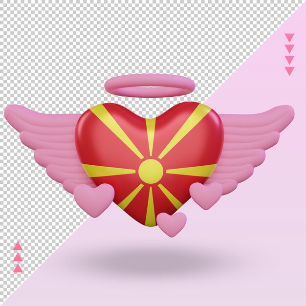 3d valentine love north macedonia flag rendering front view