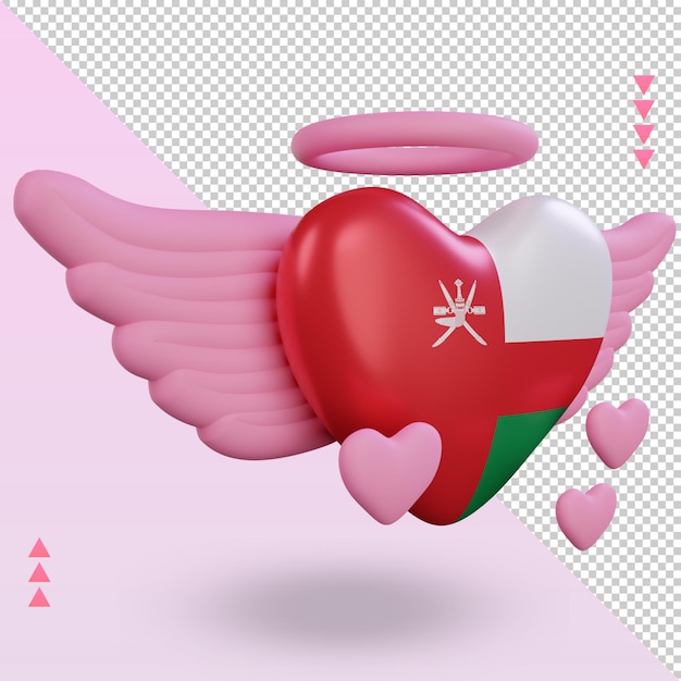 3d san valentino amore bandiera dell'oman rendering vista a sinistra