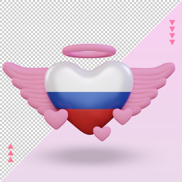 PSD 3d valentine love russian  flag rendering front view