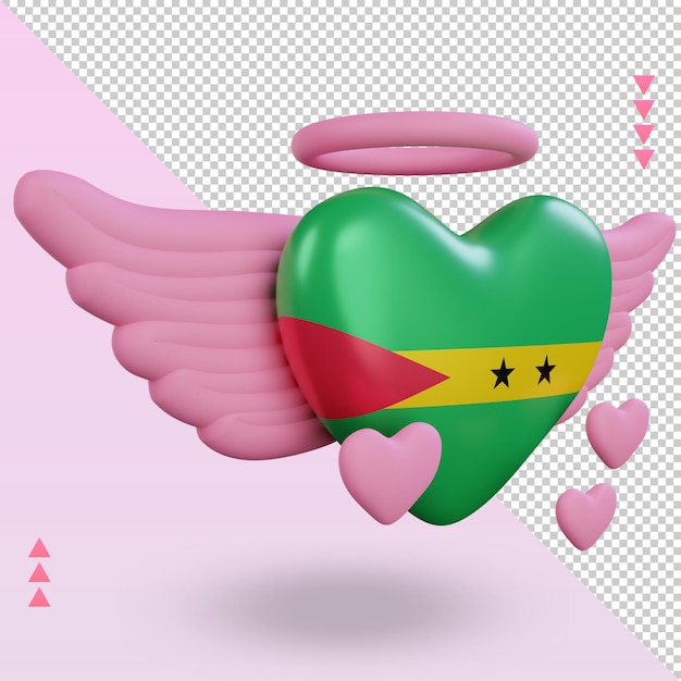 PSD 3d san valentino amore sao tome e principe bandiera rendering vista a sinistra