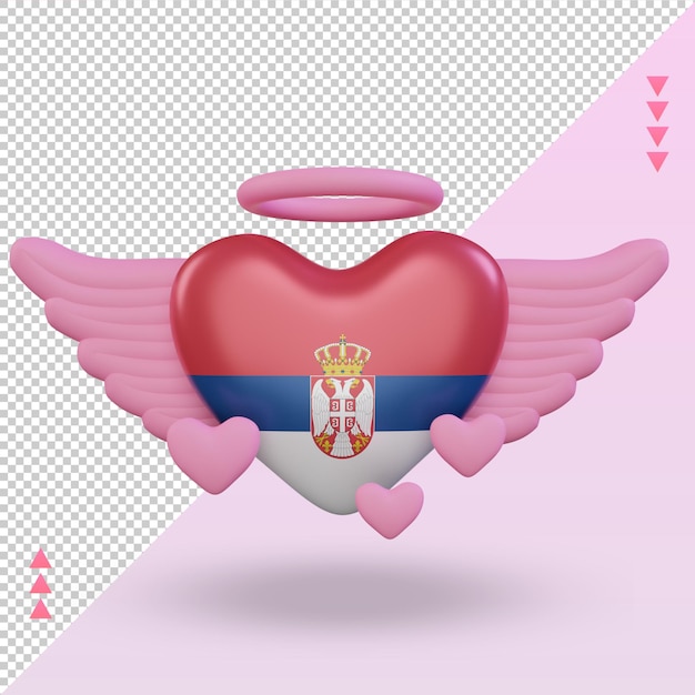 3d valentine love serbia bandiera rendering vista frontale