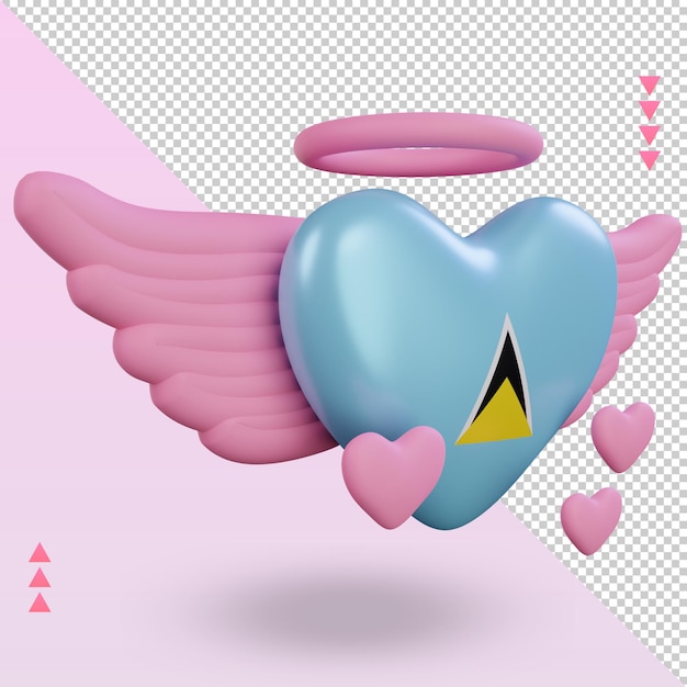 3d valentine love st lucia flag rendering left view