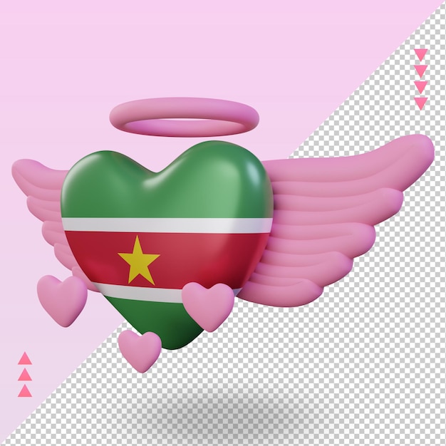 PSD 3d valentine love suriname flag rendering right view