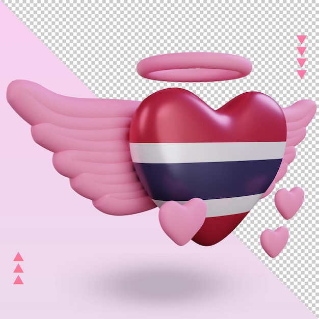 3d san valentino amore thailandia bandiera rendering vista a sinistra