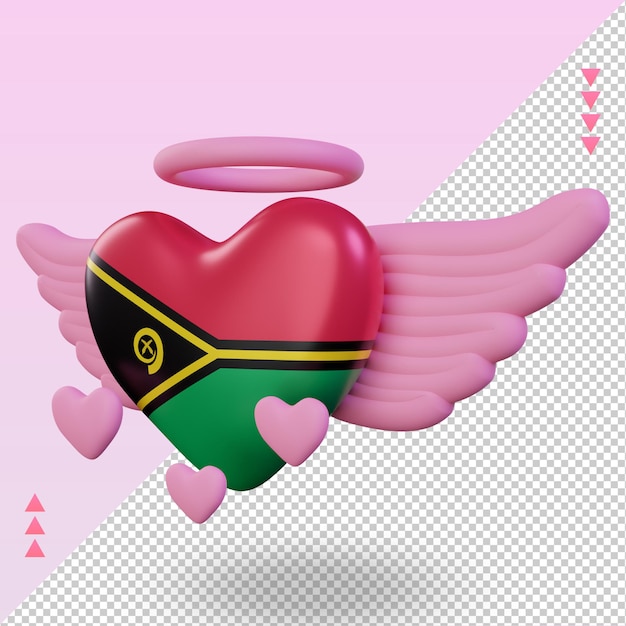 PSD 3d valentine love vanuatu flag rendering right view