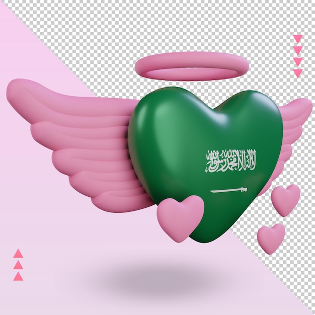 3d Valentine Miłość Flaga Arabii Saudyjskiej Renderowania Po Lewej Stronie