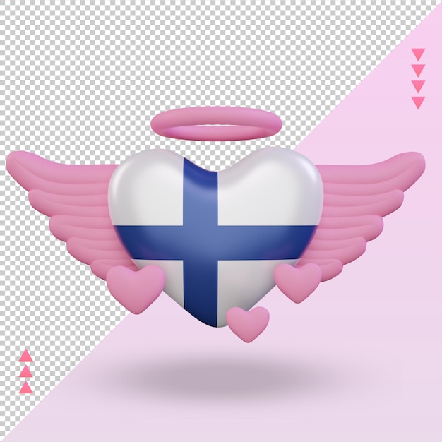 PSD 3d valentine miłość flaga finlandii renderująca widok z przodu