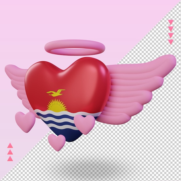 3d Valentine Miłość Flaga Kiribati Renderujący Prawy Widok