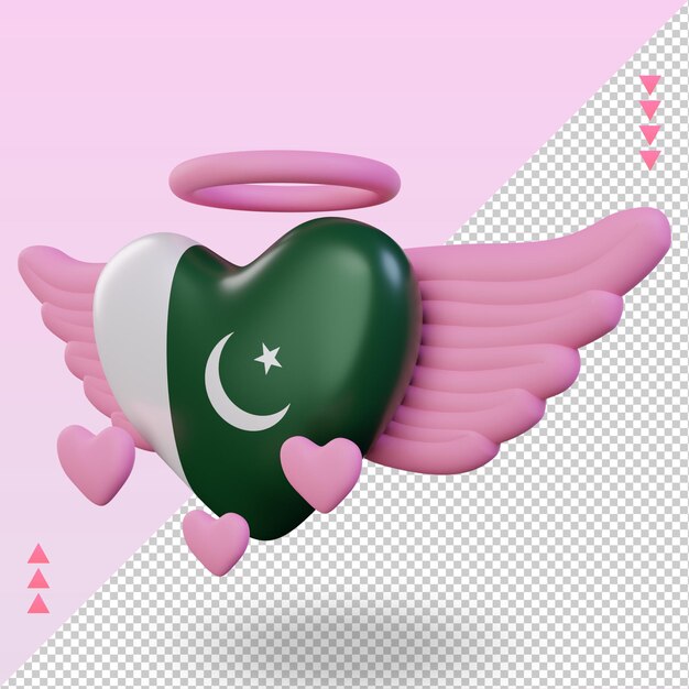 PSD 3d valentine miłość flaga pakistanu renderowania prawy widok