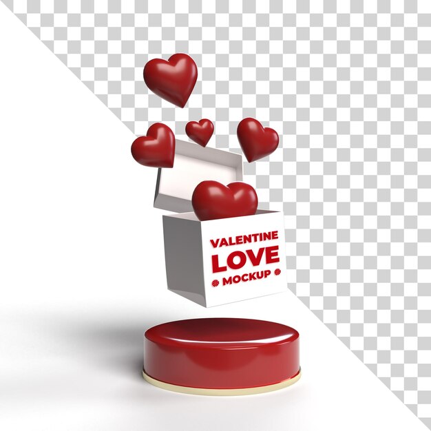 Contenitore di regalo di mockup di san valentino 3d isolato