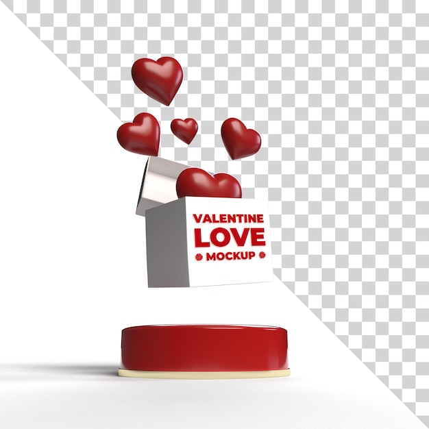 Contenitore di regalo di mockup di san valentino 3d isolato