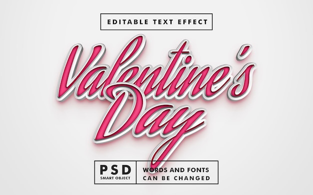 3d valentine's day text effect. editable psd text effect with smart object