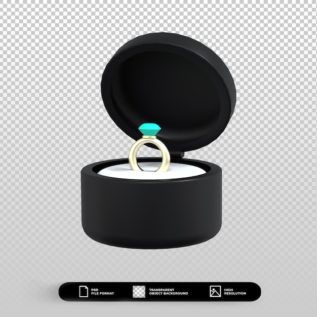 3D valentines day diamond ring icon illustration isolated