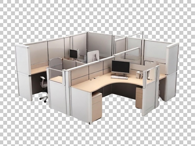 3d van gedetailleerde cubicle op witte achtergrond