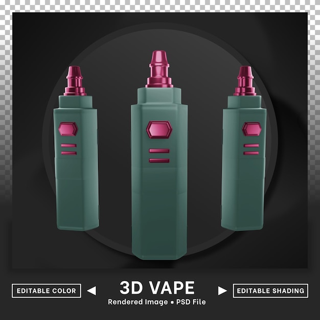 3d vape icon display slim shape editable color