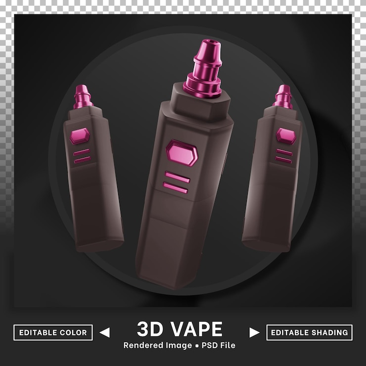 PSD 3d vape icon display slim shape editable color