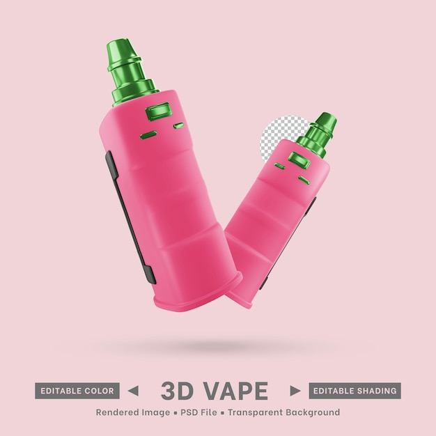 PSD 3d vape-pictogram zwevende gebogen serie bewerkbare kleur